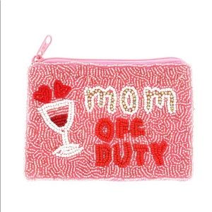 Pink seed beaded mom fashion wallet champagne bead design